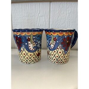 Espana Lifestyle Hand Painted Hand Crafted Toluca‎ Mugs Set of 2